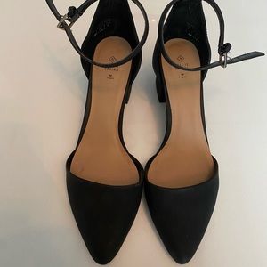 CALL IT SPRING black pointy toe ankle tie heels